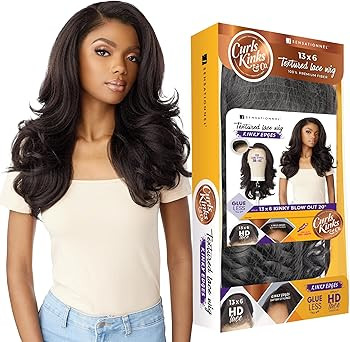 Sensationnel Kinky Edge 13x6 Lace Wigs - Kinky Edge Blow out 20-inch glueless synthetic wig - CKC... | Amazon (US)