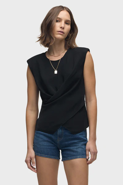 Shoulder Padded Wrap Sleeveless Tee | Hudson Jeans