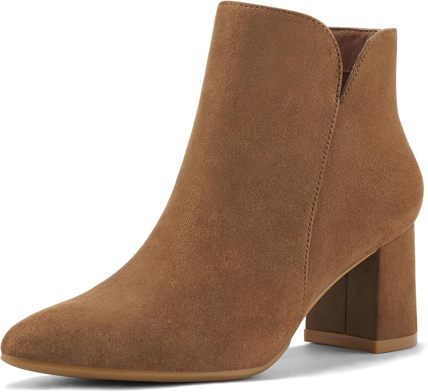 mysoft Women's Ankle Boots Chunky Block Heel Pointed Toe Dressy Booties | Amazon (US)