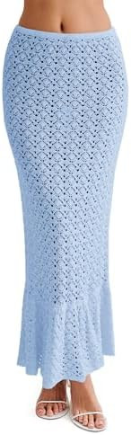 Saodimallsu Womens Crochet Cover Up Skirt High Waisted Sheer Knit Summer Swimsuit Coverup Beach F... | Amazon (US)