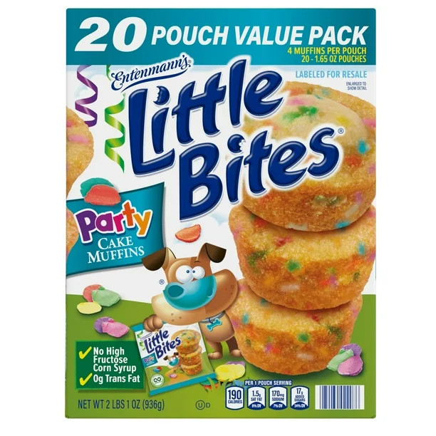 Entenmann's  Entenmann's Little Bites Party Cake Muffins, 1.65 oz., 20 pk. 4.7 stars out of 1608 ... | Sam's Club