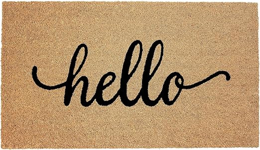 IRONGATE Welcome Doormat - Non Slip Dirt Trapping Hello Coco Coir Door Mat - Low Profile Front Do... | Amazon (US)