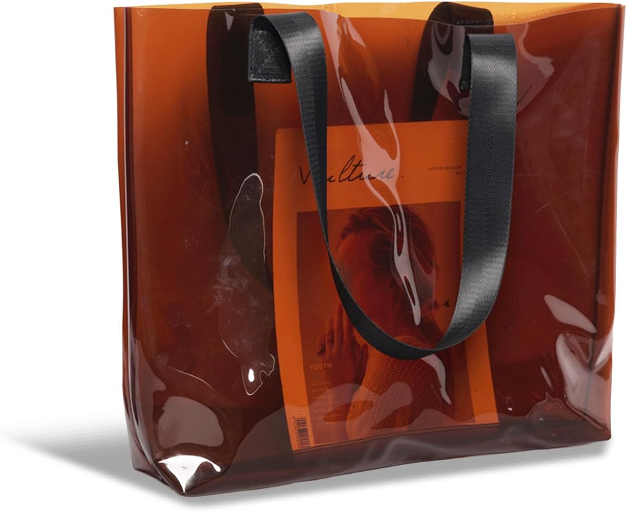 Jelly Tote Clear Amber Large with Wide Strap Jelly Purse Waterproof Pvc Beach Minimalist Aestheti... | Amazon (US)