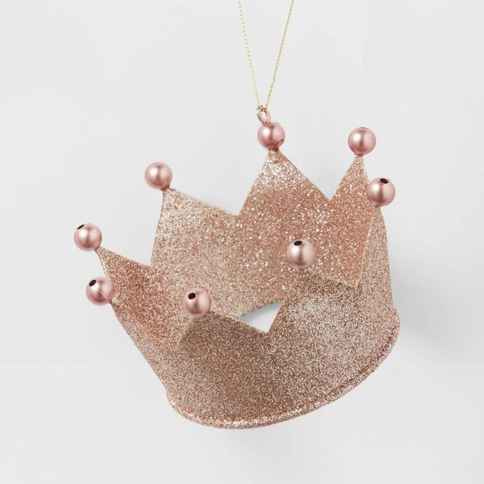 Glitter Crown Christmas Tree Ornament Blush - Wondershop™ | Target