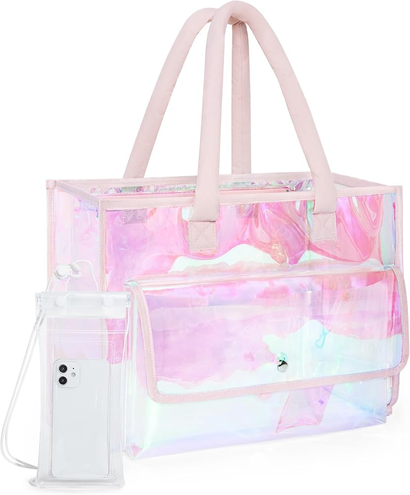 BAGSMART Waterproof Beach Bag for Women with Phone Pouch, Large Tote Bag for Pool, Travel and Vac... | Amazon (US)