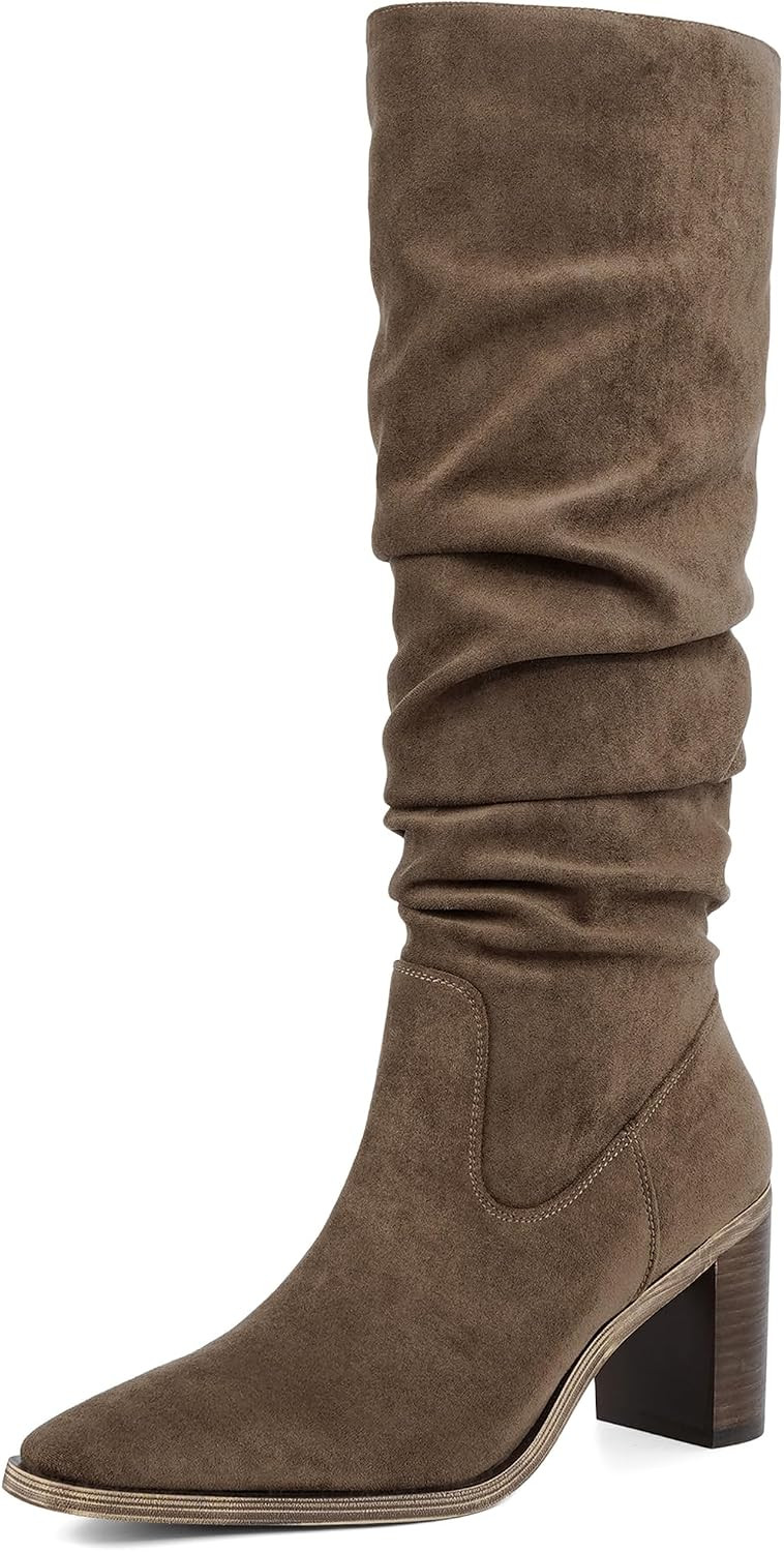 Women Knee High Boots Chunky Heel Tall Fall Boots | Amazon (US)