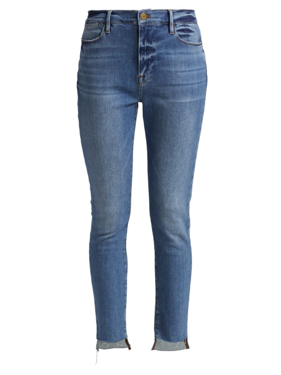 Frame Le High Raw-Hem Stretch Skinny Jeans | Saks Fifth Avenue