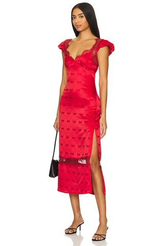 Free People Foolish Heart Midi Dress in Red Dahlia Combo from Revolve.com | Revolve Clothing (Global)
