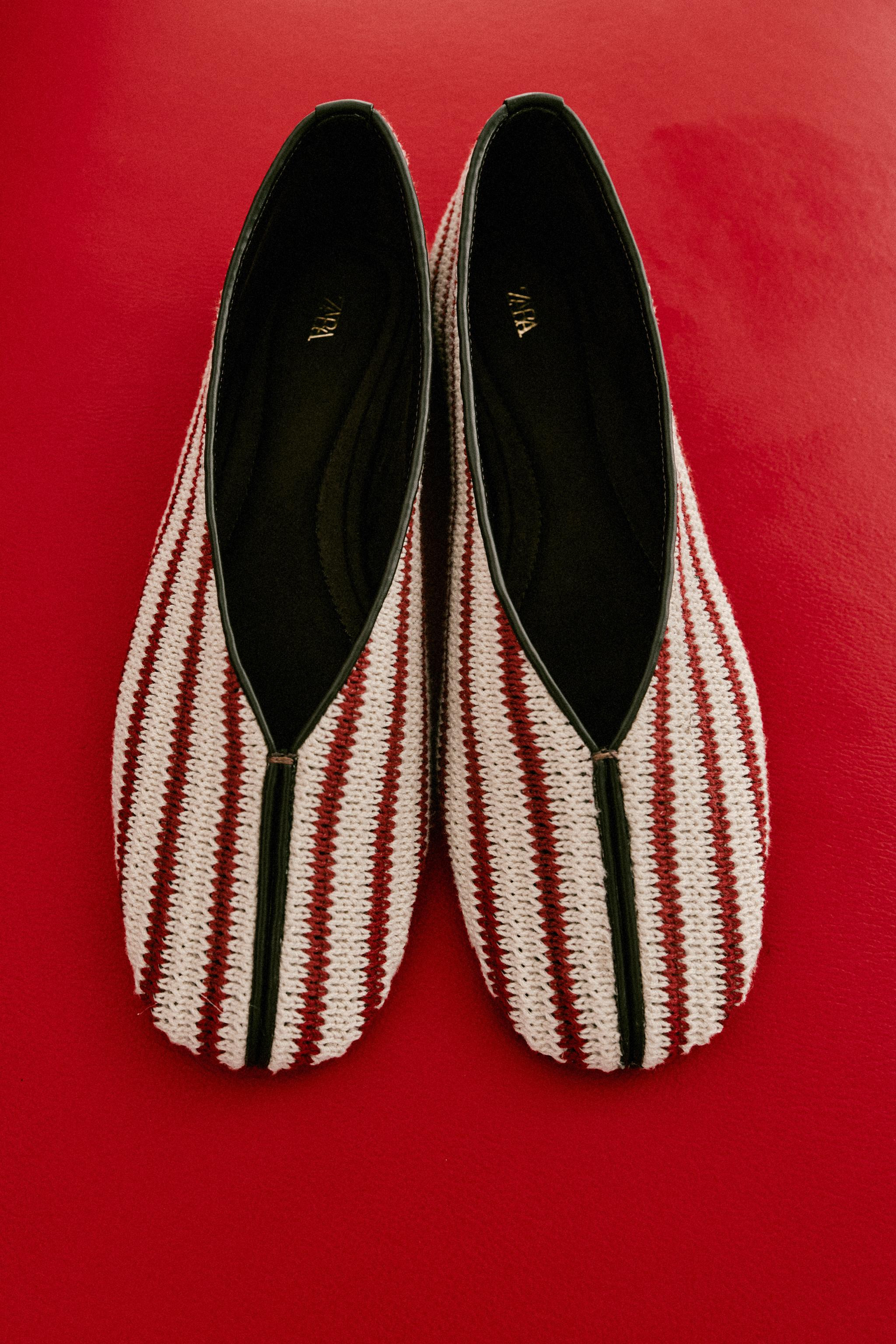 STRIPED FABRIC BALLET FLATS | Zara US