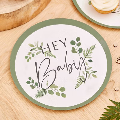 "Hey Baby" Botanical Paper Plate | Target
