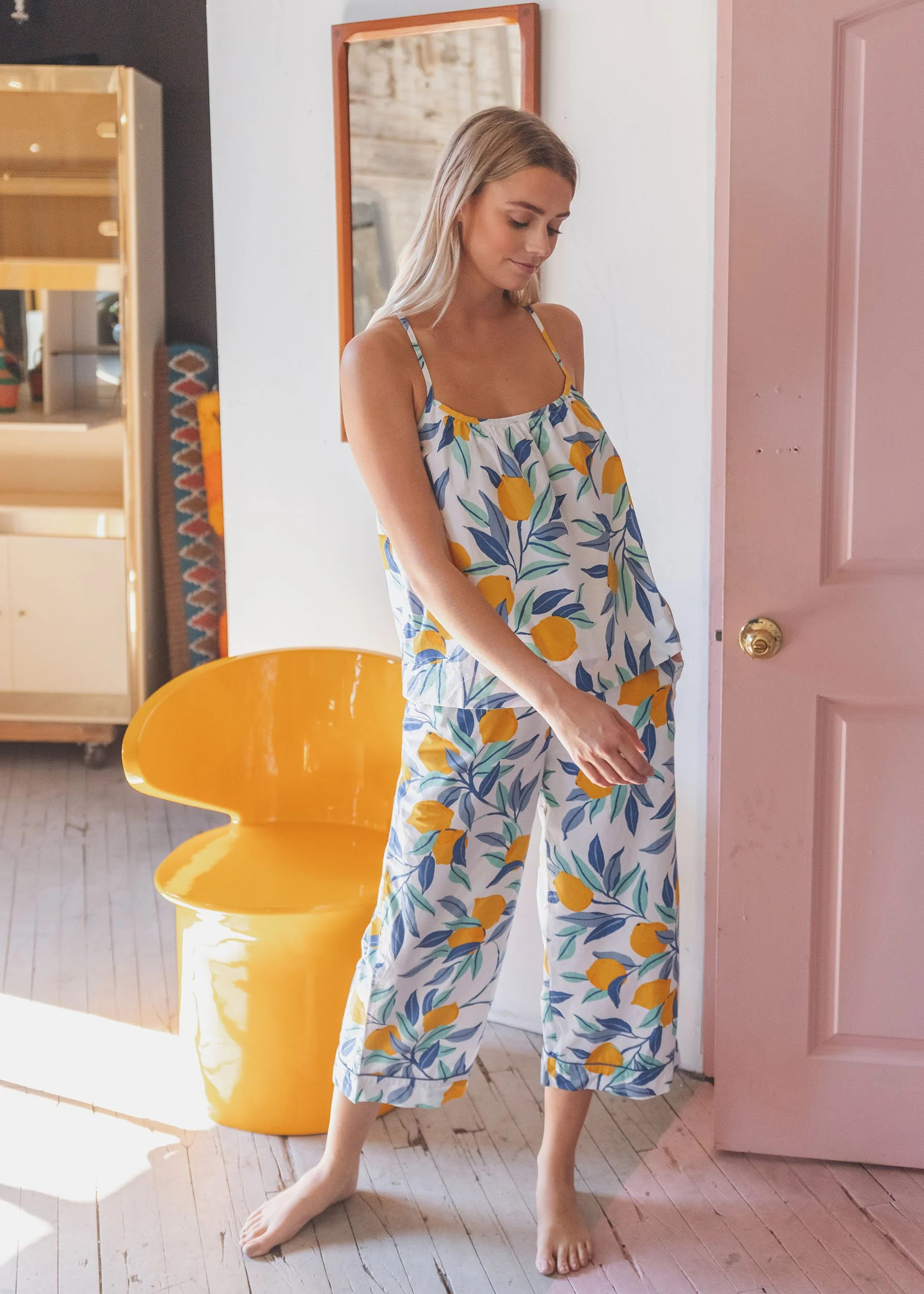 Lemon Zest - Cami Cropped Pants Set - Cloud | Printfresh