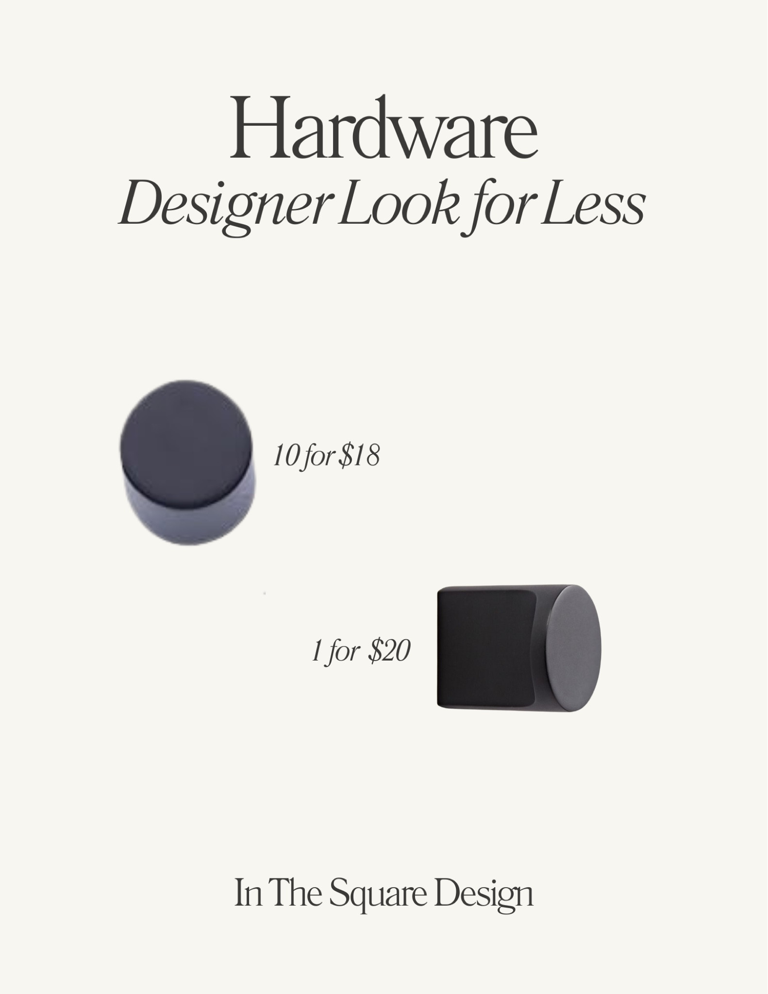 Dupe alert
Another favorite designer look for less - Cabinet hardware!

Black modern hardware, black cabinet knobs, Amazon home, rejuvenation 


#LTKfindsunder50 #LTKhome #LTKstyletip