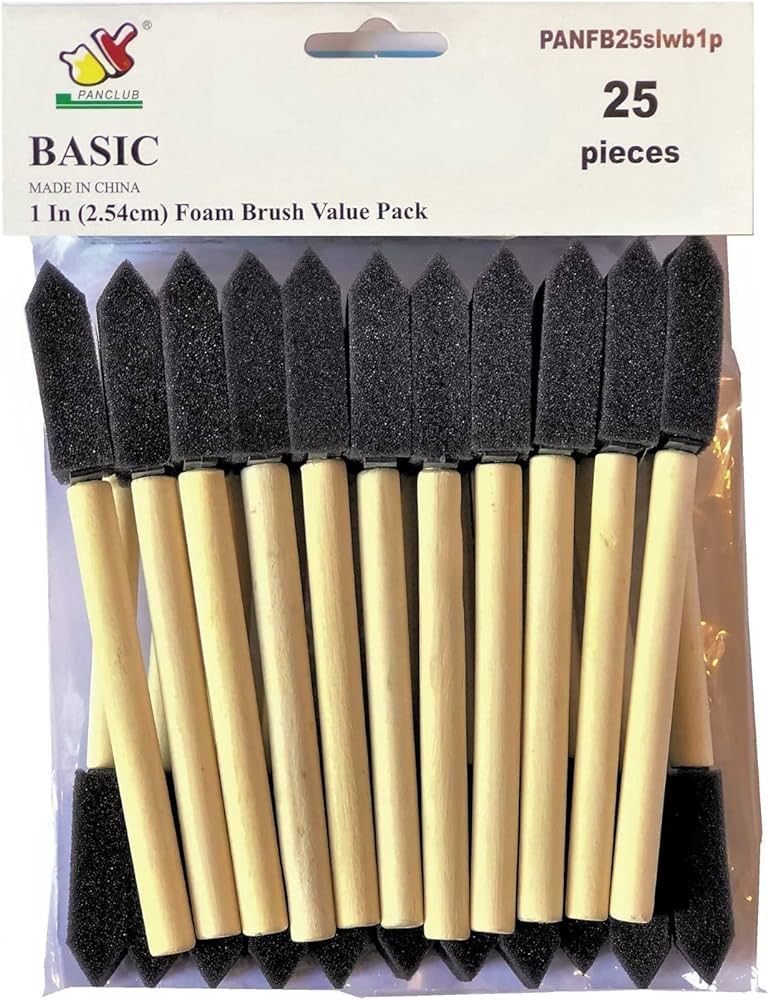 PANCLUB Foam Paint Brush Set 1 inch, Sponge Brush Paint 25 Pack with Wood Handles,Great for Art, ... | Amazon (US)