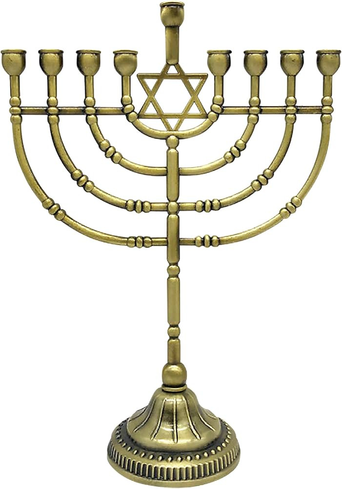 Ner Mitzvah Traditional Bronze Candle Menorah Chanukah Candles - Hanukkah Menorah Traditional Rou... | Amazon (US)