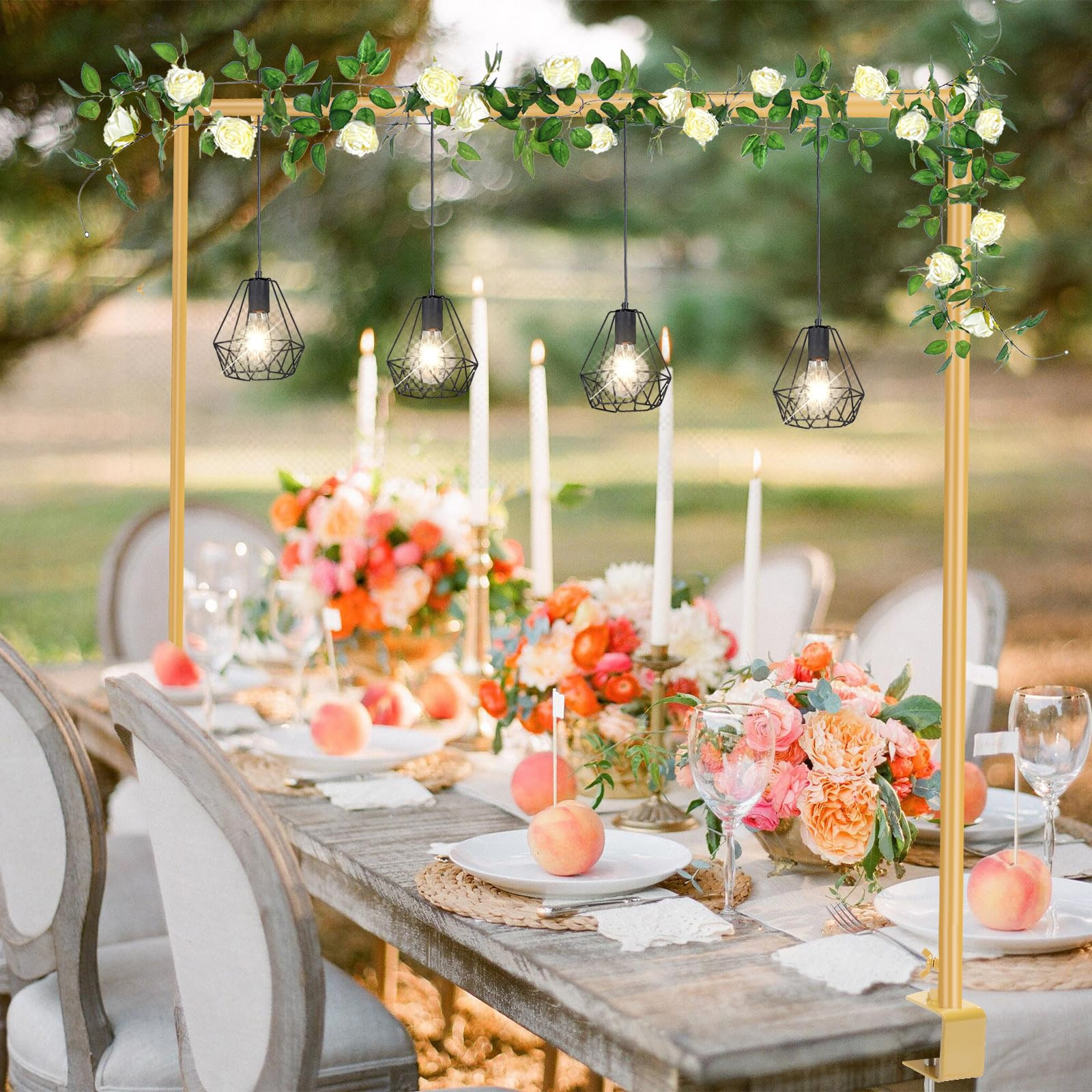 Over The Table Rod Stand with Clamps Adjustable 46"-100'' Length 29"-55" Height Gold Table Balloo... | Amazon (US)