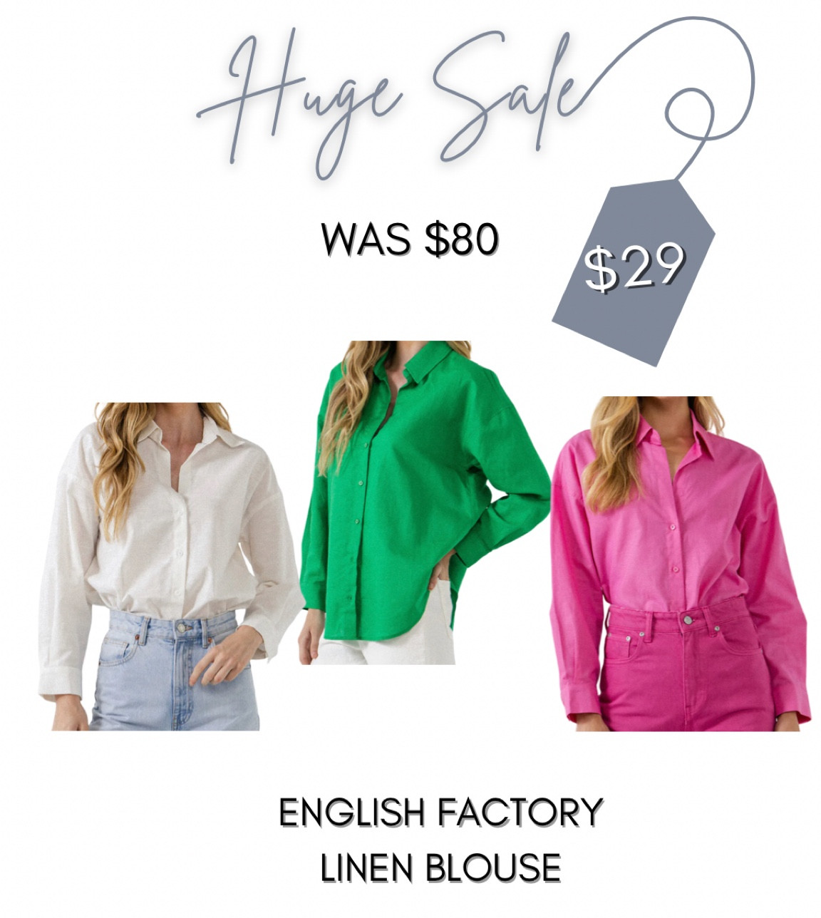Another great deal on this Linen blouse from English Factory! Comes in 3 colors💚🤍💗 Limited stock!


Womens Fashion, Fashion Sale, Deals, Spring Fashion

#LTKSale #LTKsalealert #LTKfit