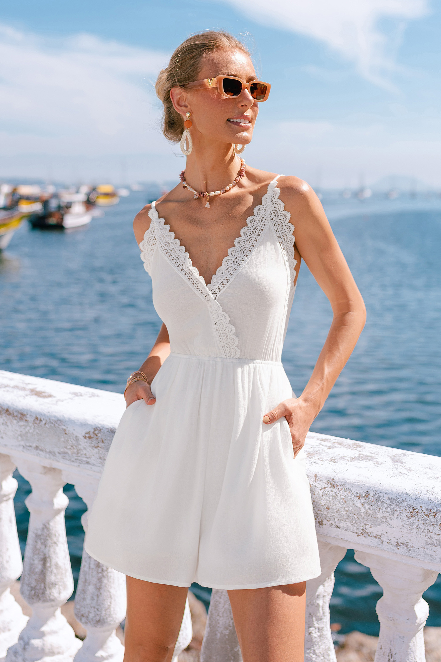 NewOn Cloud Nine White Romper | Cupshe US