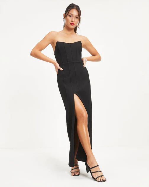 Maritza Strapless Slit Maxi Dress - Black | VICI Collection