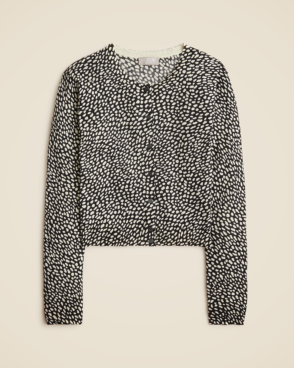 Featherweight cashmere cardigan in spot print | J. Crew US