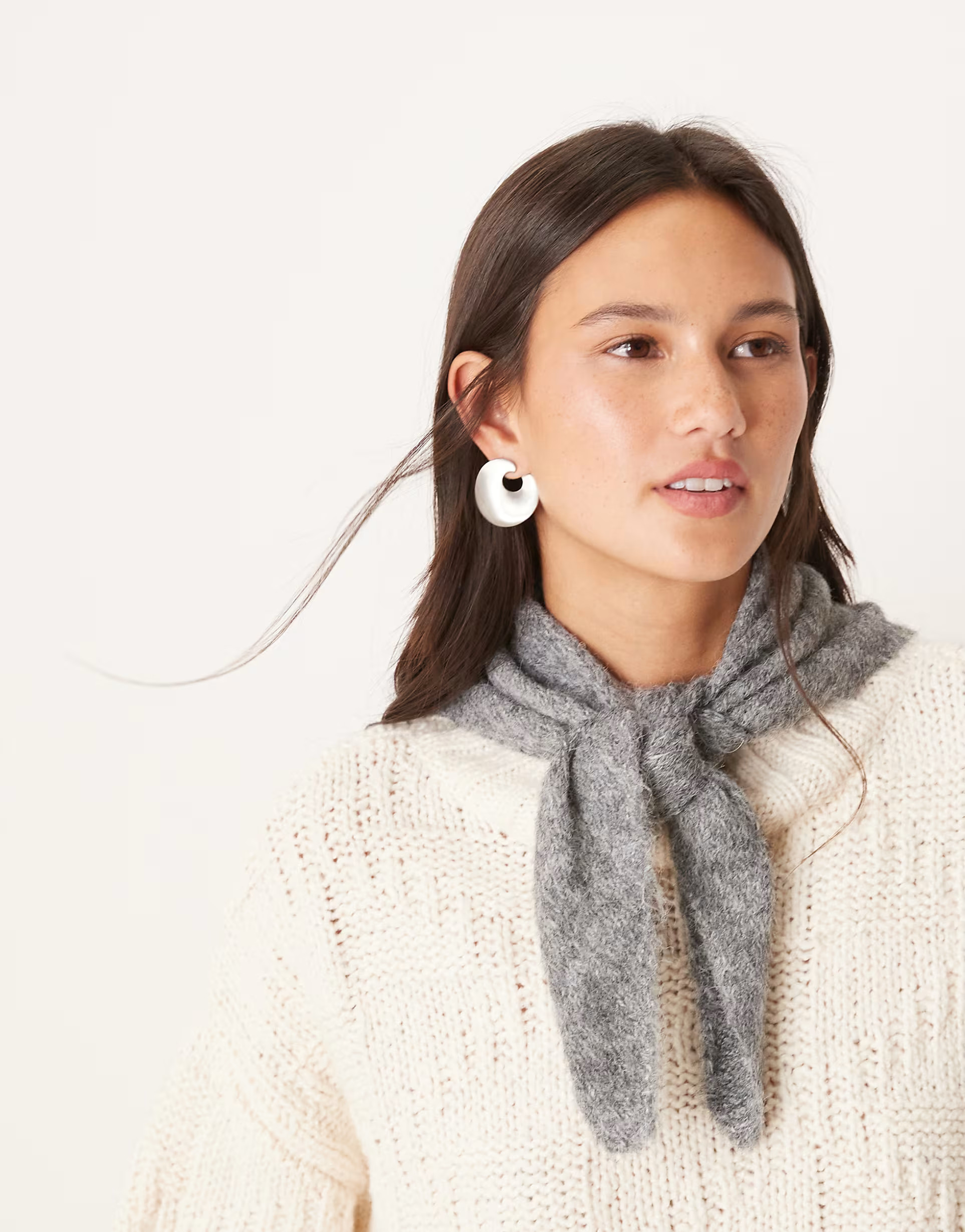 ASOS DESIGN knitted small triangle scarf in grey | ASOS | ASOS (Global)