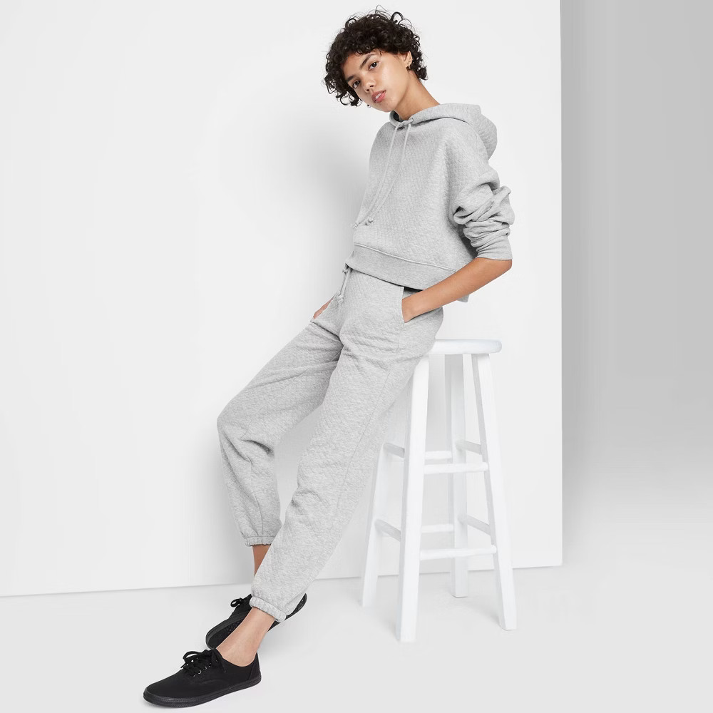 Women's High-Rise Vintage Joggers Sweatpants - Wild Fable Gray Quilted XXL | Target