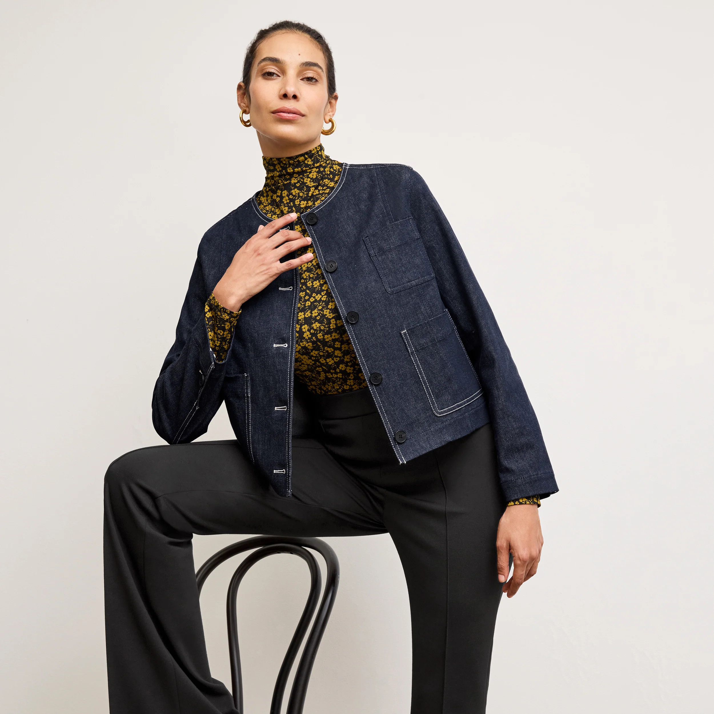 Kane Cropped Jacket - Stretch Denim :: Midnight Wash | MM LaFleur