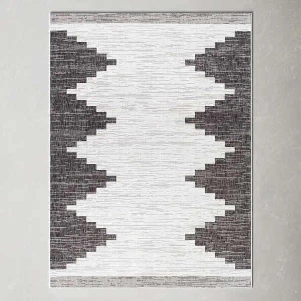 Mortimer Black/Off White/Charcoal Indoor/Outdoor Rug | Wayfair North America