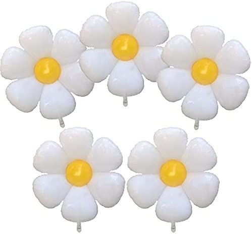Daisy Balloons Huge Flower Balloon 30 Inch White Daisy Party Decorations Large Foil Mylar Balloons B | Amazon (US)