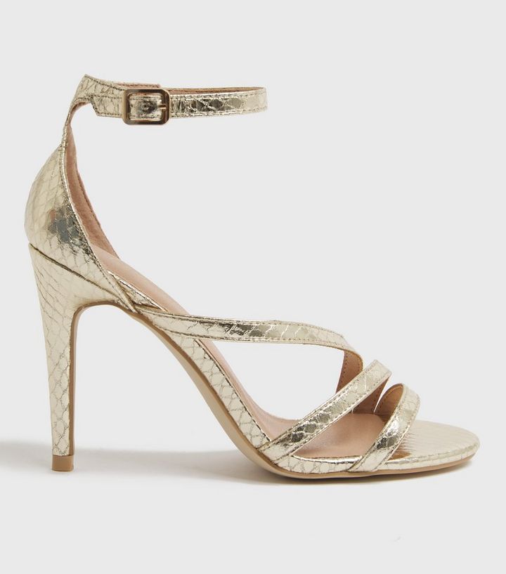 Gold Faux Snake Stiletto Heel Sandals
						
						Add to Saved Items
						Remove from Saved Ite... | New Look (UK)