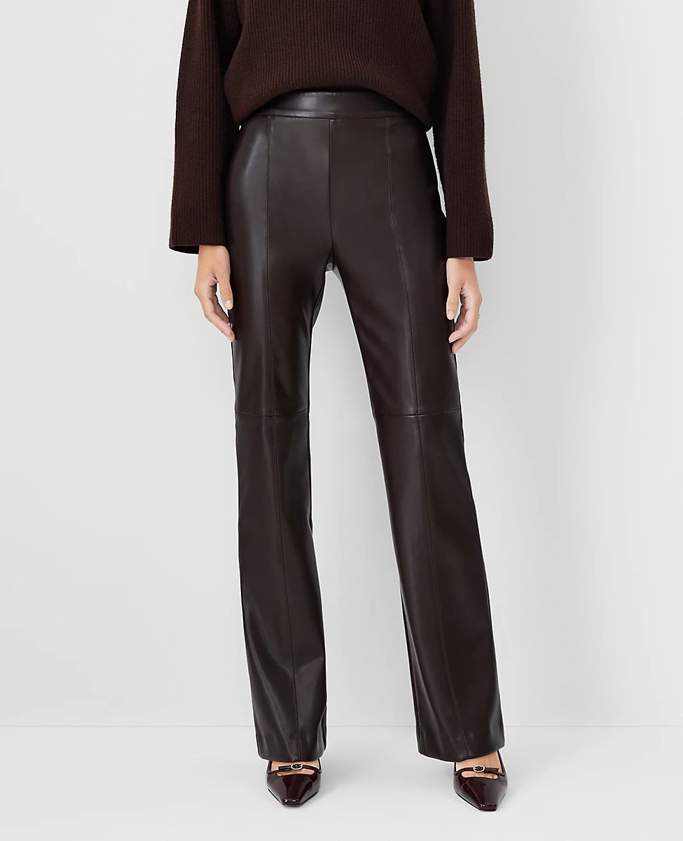 The Seamed Side Zip Trouser Pant in Faux Leather | Ann Taylor (US)