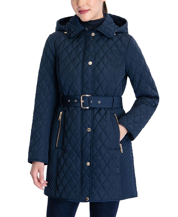 Michael Kors Hooded Quilted Belted Jacket & Reviews - Coats & Jackets - Women - Macy's | Macys (US)