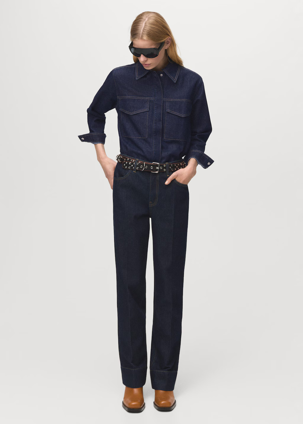 Denim shirt with flap pockets dark blue - Woman - 2 - MANGO | Mango (US/MX/AU)
