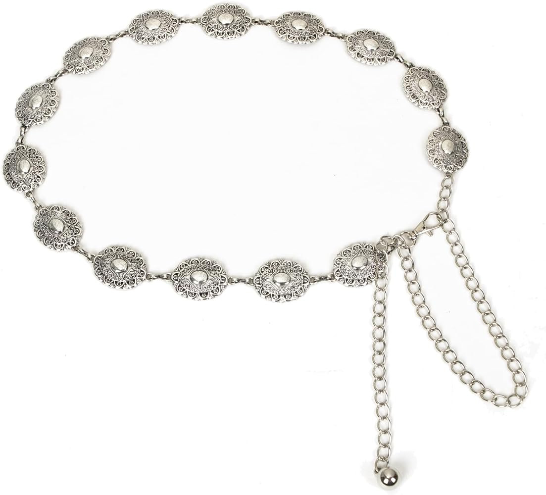 ILuvatar Luvatar Womens Metal Chain Dress Belt Hollow Out Daisy Sweater Belt Decorated Skinny Wai... | Amazon (US)