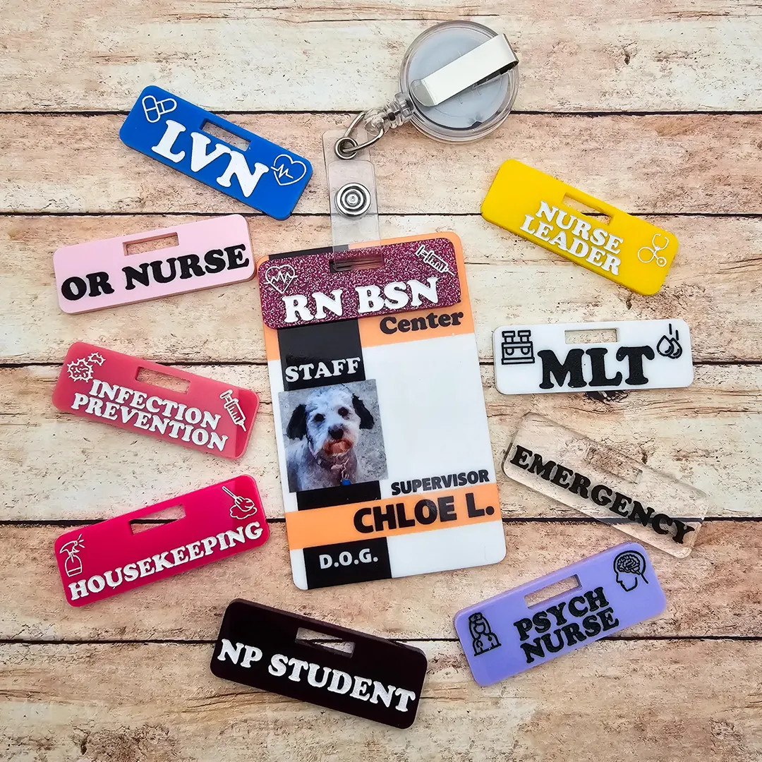 Custom Personalized Over Badge Buddy With Optional Illustrations | Lightweight Badge Tag | Small ... | Etsy (US)