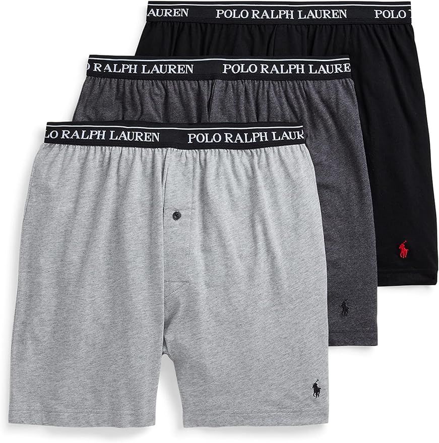 POLO RALPH LAUREN Men's Classic Fit Cotton Knit Boxers, Polo Black/Red, Medium at Amazon Men’s ... | Amazon (US)