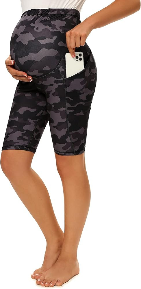 MAZUSPORTS Women's Maternity Yoga Shorts Over The Belly Active Comfy Biker Workout Running Athletic  | Amazon (US)