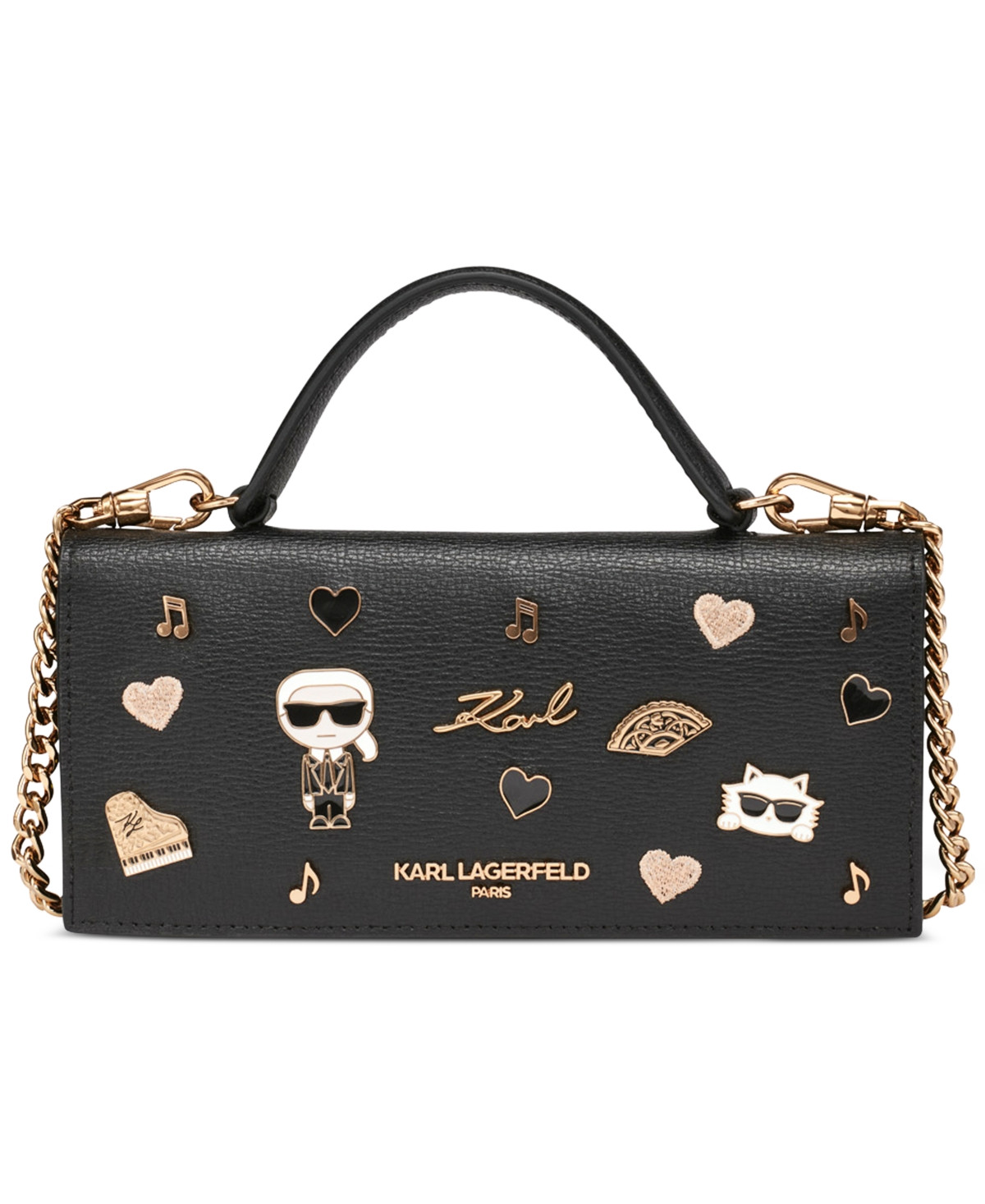 Karl Lagerfeld Paris Jacqueline Small Crossbody Wallet - Black/gold | Macy's