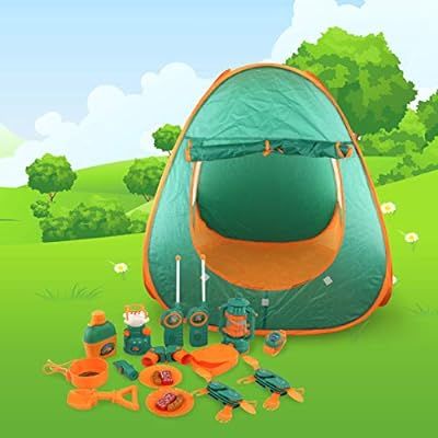 PicassoTiles PTC20 20 Piece Camping Gear Tools Adventure Set Including Walkie Talkie, Camping Ten... | Amazon (US)