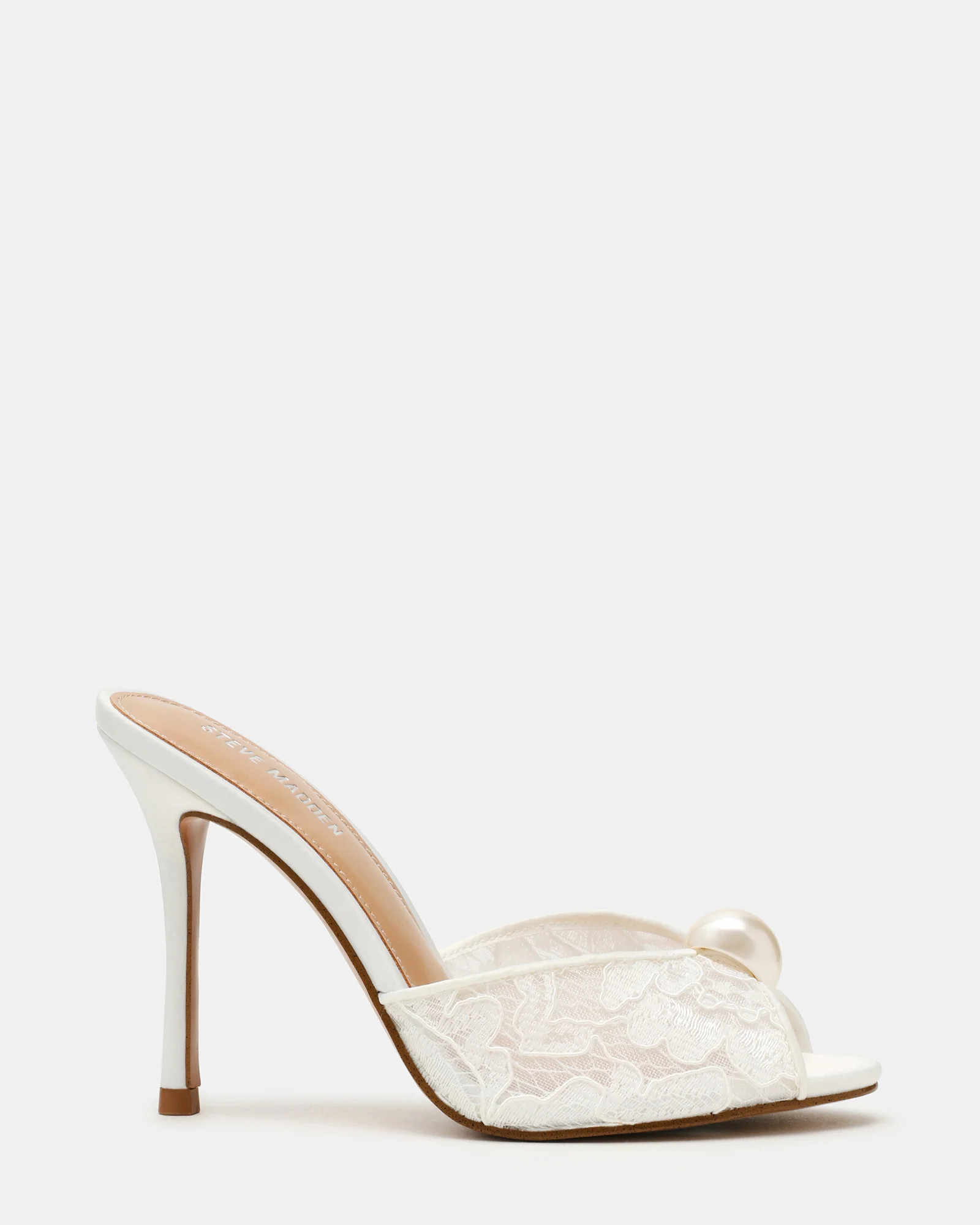 PRIYA Pearl White Lace Mule Women's Heel | Steve Madden (US)
