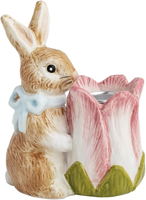 Mud Pie Easter Tulip Ceramic Taper Holder | Amazon (US)