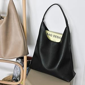 Hobo Bags for Women Soft Vegan Leather Shoulder Handbag Slouchy Tote Purses | Amazon (US)