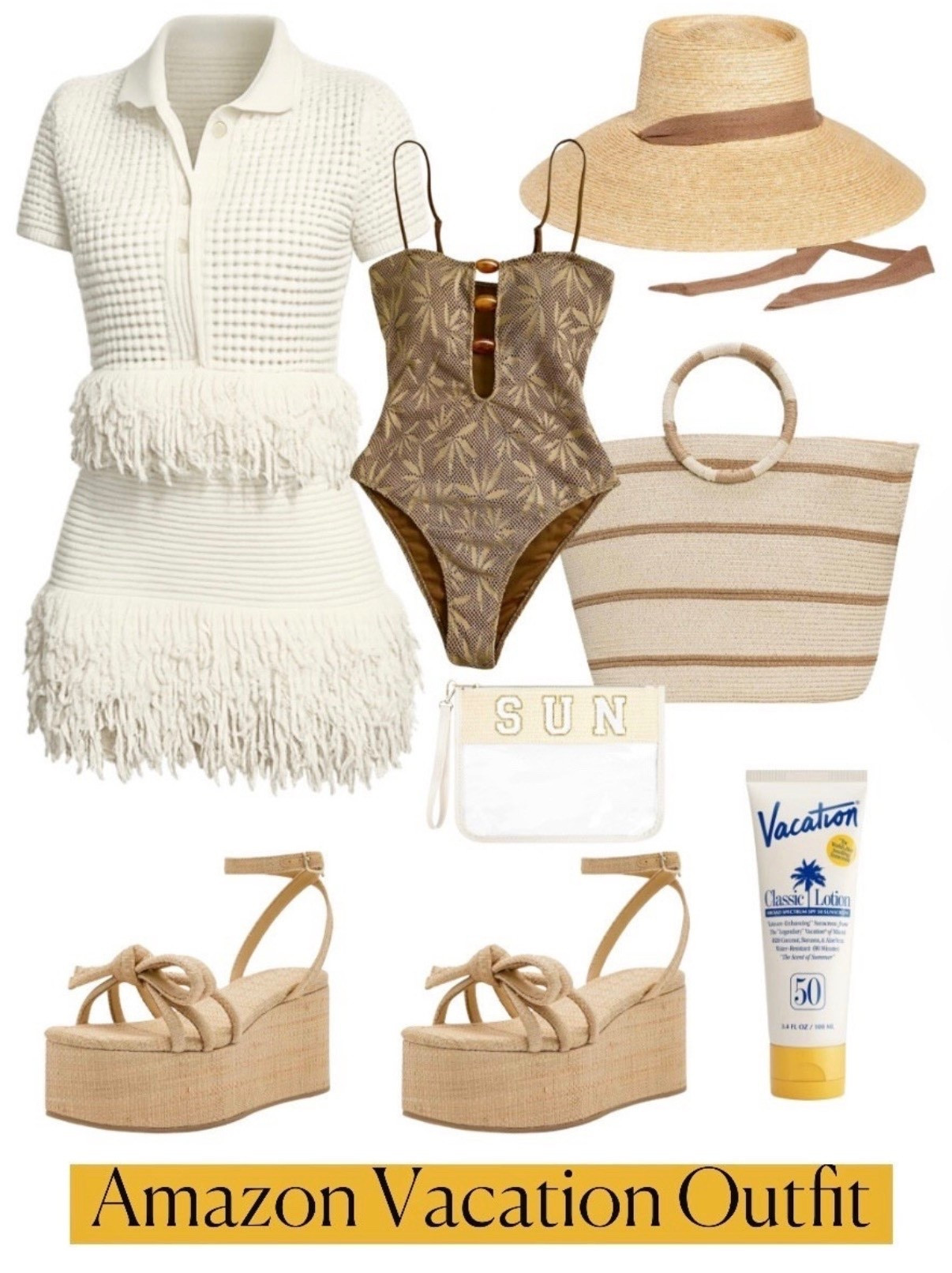 Vacation outfit
Spring break 
Wedges 
Tote bag
One piece swimsuit Amazon

#LTKSeasonal #LTKTravel #LTKootd