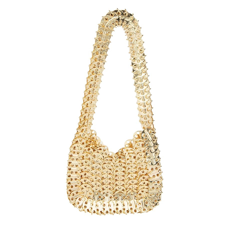 Gold Hollow Out Metal Disc Handbag Metallic Purse Evening Bag for Wedding Party | Amazon (US)