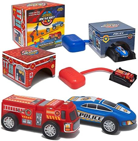 Stomp Rocket Original Stomp Rescue Racers - Dueling Race Cars for Kids - 1 Firetruck, 1 Police Car,  | Amazon (US)
