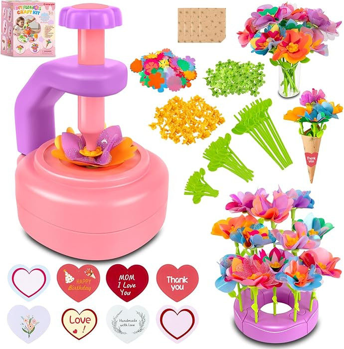 Cretargio Fabric Flower Bouquets Toys - DIY Flower Making Kit for Kids | Arts & Crafts for 4 5 6 ... | Amazon (US)