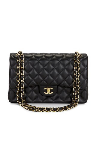 chanel Chanel Lambskin Jumbo Double Flap Bag in Black - Black. Size all. | FWRD 