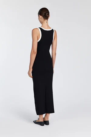 SIGNATURE BLACK CONTRAST MIDI DRESS | DISSH