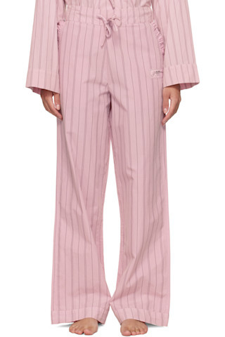 GANNI - Pink Stripe Cotton Pyjama Pants | SSENSE