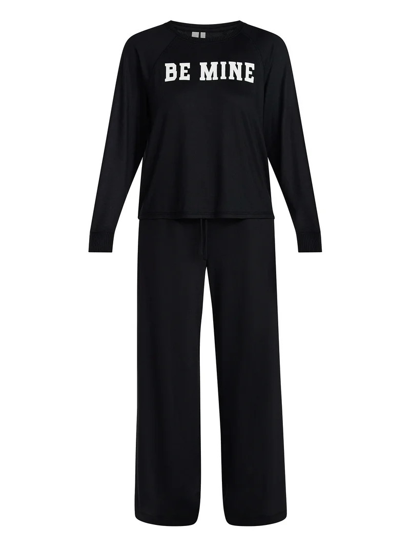 Joyspun Women's Cozy Lounge Collection Hacci Long Sleeve Top and Pants Pajama Set, 2-Piece, Sizes... | Walmart (US)