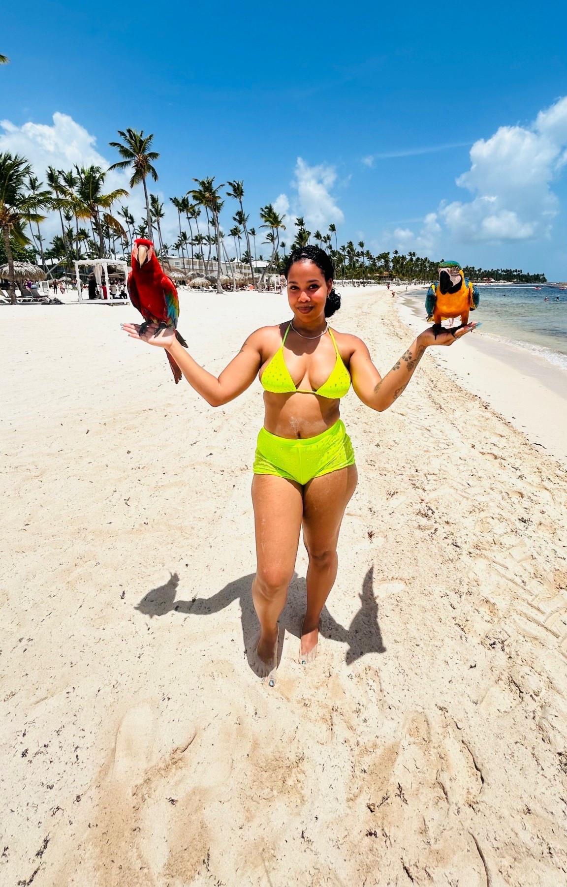 Fashion Nova Rhinestone Boy Short Bikini in Neon /Yellow. Absolutely a statement suit that is ALSO full coverage and I love the shorts! 

#LTKSeasonal #LTKootd #LTKMidsize